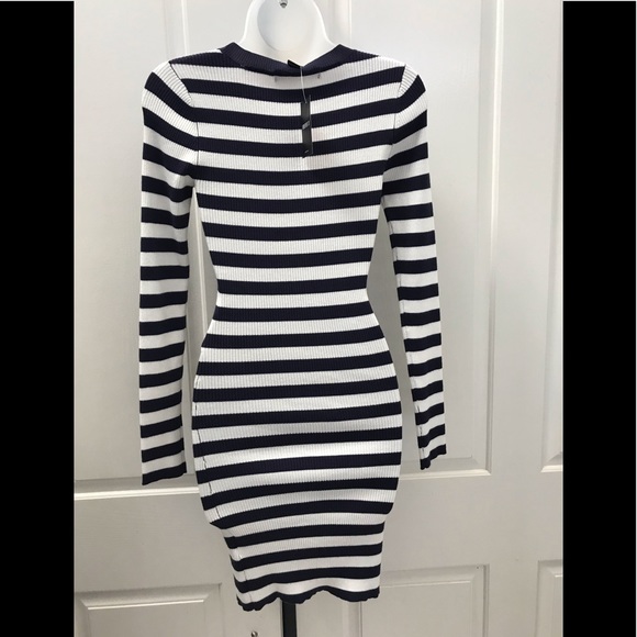 🔴NEW wTag-Forever21 Blue Striped Bodycon Dress S - Picture 3 of 3
